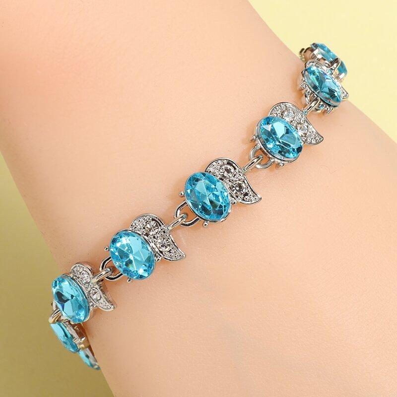 Exquisites Funkelndes Kristall Zirkon Flügel Edelstein Tennisarmband Damen Mode Hip Hop Schmuck Geschenk mit Verlängerungskette