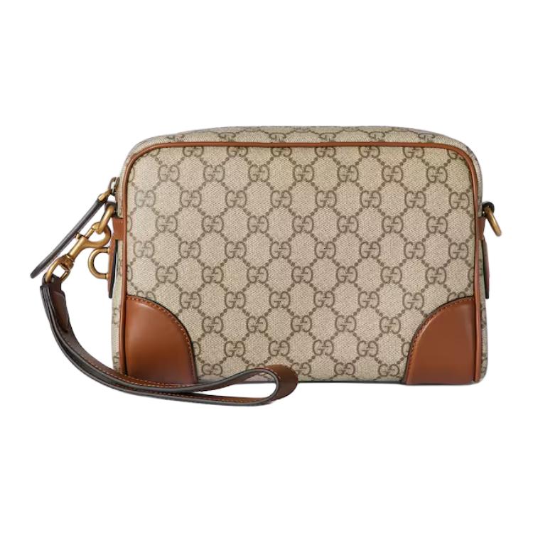 Gucci GG Emblem Monogram Adjustable Detachable Shoulder Strap Zipper Closure Coated Fabric Crossbody Bag Small Men Bags 821155-FAED3-9786