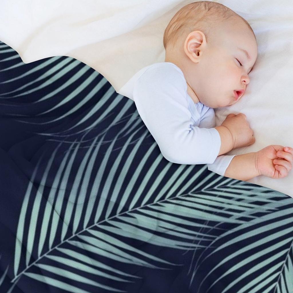 Palm Leaves Pattern - Navy Blue Mint Cali Vibes #1 #tropical #decor #art Throw Blanket Thermals For Travel for Babies Blankets