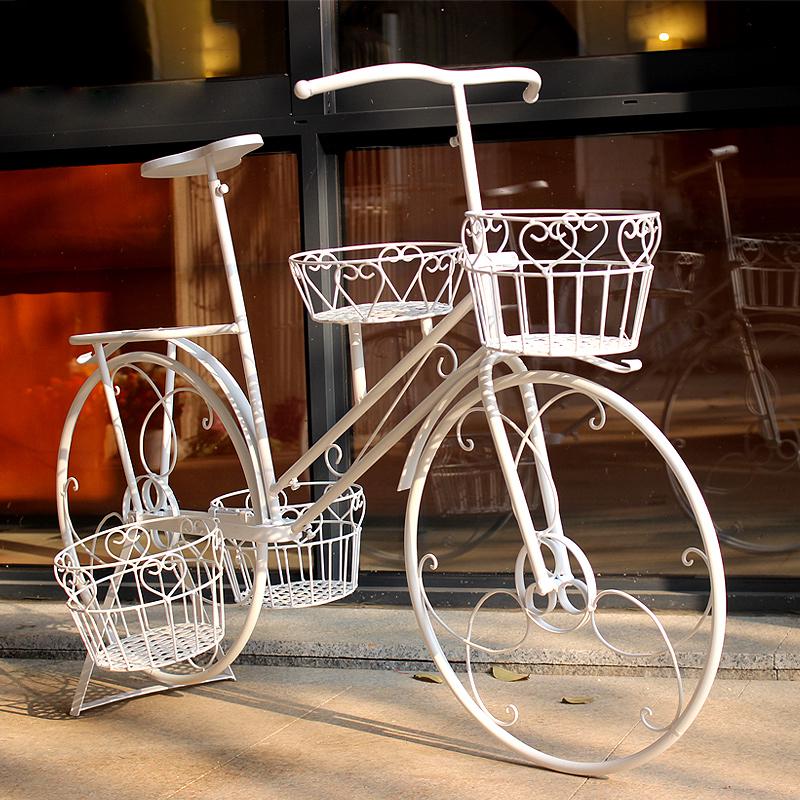 Elegant European Wrought Iron Multi-Layer Balcony & Garden Bicycle Plant Stand