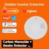 2 In 1 Smart CO and Smoke Detector WiFi Zigbee Sound and Light Alarm Smart Life APP Control for Home Security