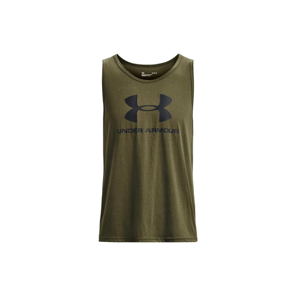 Under Armour Sportstyle Logo Print Loose Fitness Training Tank Top Men Tops Navy-Green 1329589-390