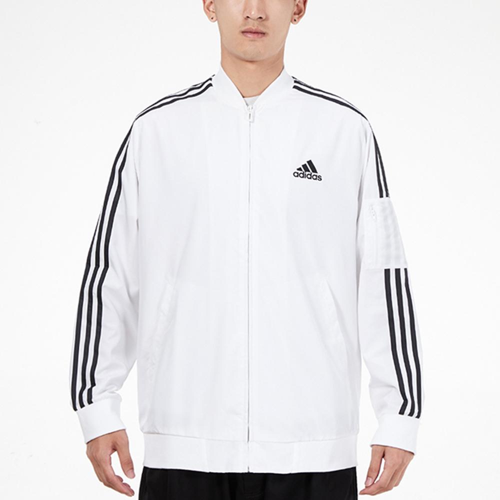 Adidas Pruhovaná sportovní bunda s logem Pánské bundy Bílá H14635