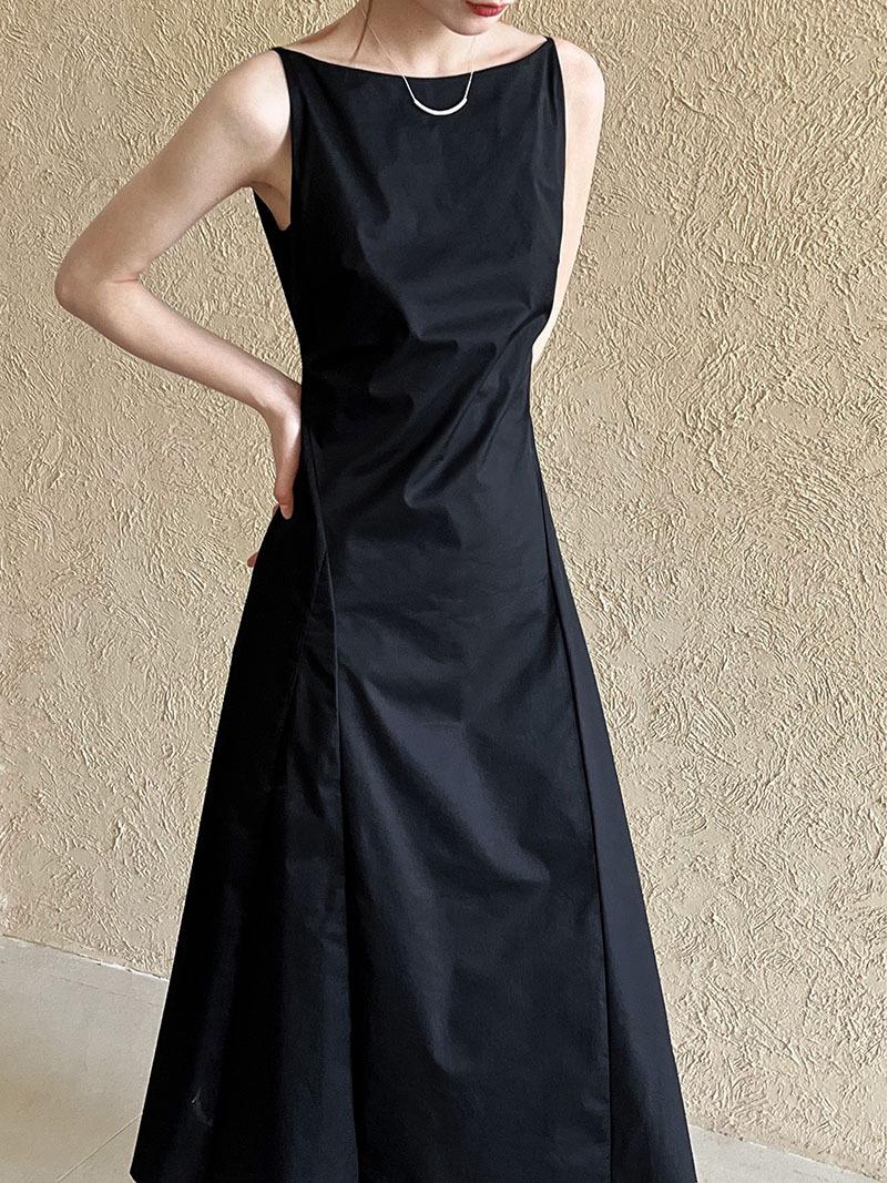 LUXI Elegant Off-Shoulder Waist-Cinched Slimming Dress - Summer 2025 Goddess Style S (Model Size)