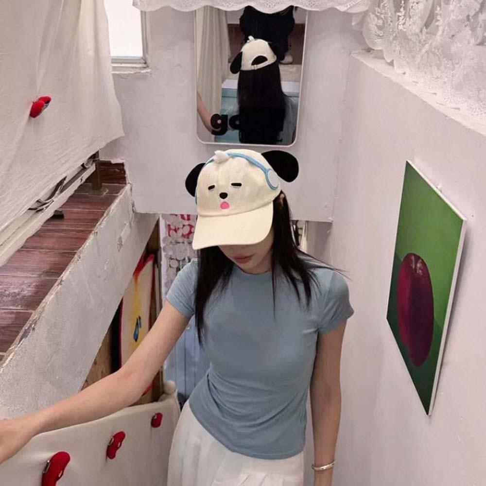 Sweet Eyewear Puppy Cap Breathable Cartoon Peaked Cap Trendy Headset Dog Baseball Cap  Girls