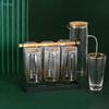 6-Cup Glass Cup Drying Rack with Wooden Handle, Countertop Cup Organizer with Drip Tray for Kitchen & Bar