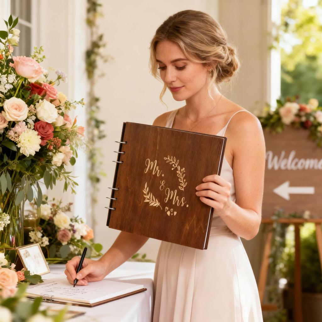 Guest Book Wedding Reception Spiral Binding Wood Cover Registry Guestbook Bridal Shower Guest Book For Anniversaries Birthdays