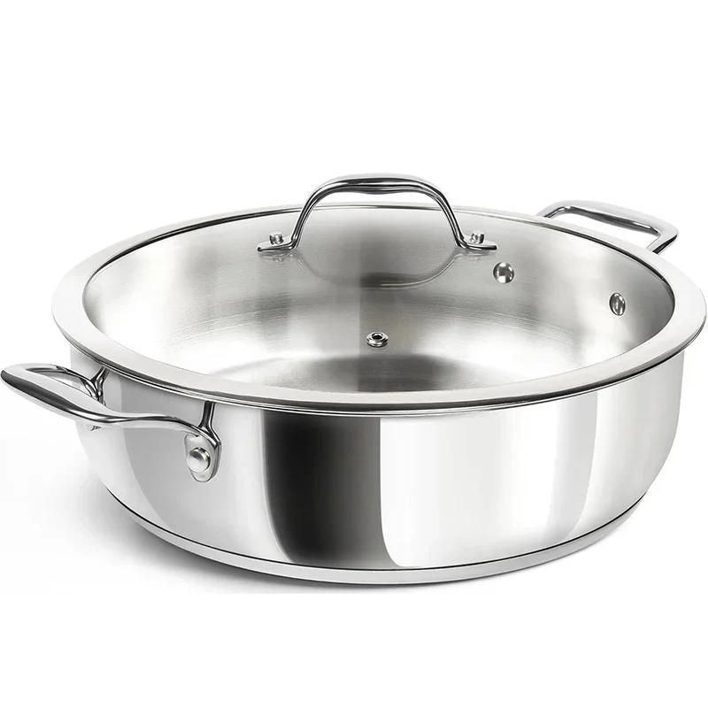 MICHELANGELO 12 Inch Stainless Steel Pan with Lid Nonstick Large Saute Pan Dishwasher Oven-Safe Cooktops Compatible Kitchenware