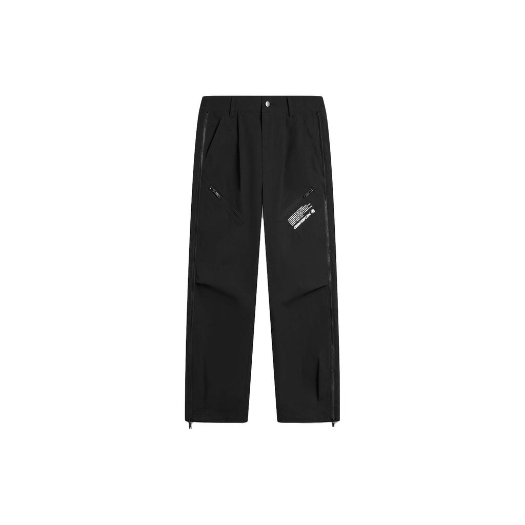 Li-Ning CF Surging Series Casual Solid Color Zipper Straight Loose Knit Sports Pants Men Bottoms Black AYKU617-2