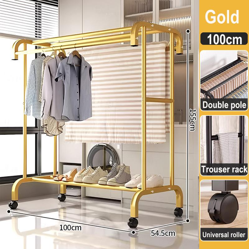 Clothes Rack Household Indoor Bedroom Balcony Drying Hanger Floor-To-Ceiling Coat Rack Thickening Simple Drying Rack