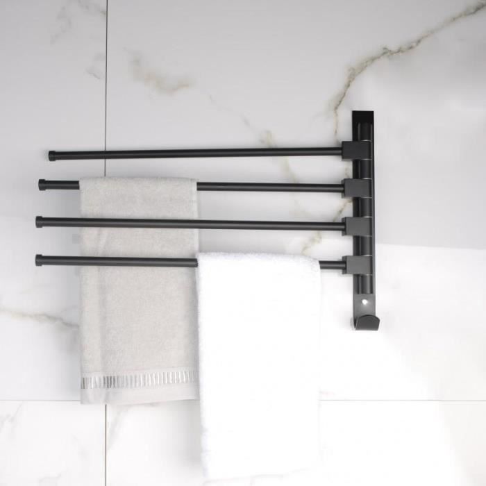 Wieszak na ręczniki ścienny - VIKING CHOICE - 46,5x30,5 cm - Stal - Czarny - Obrotowy
