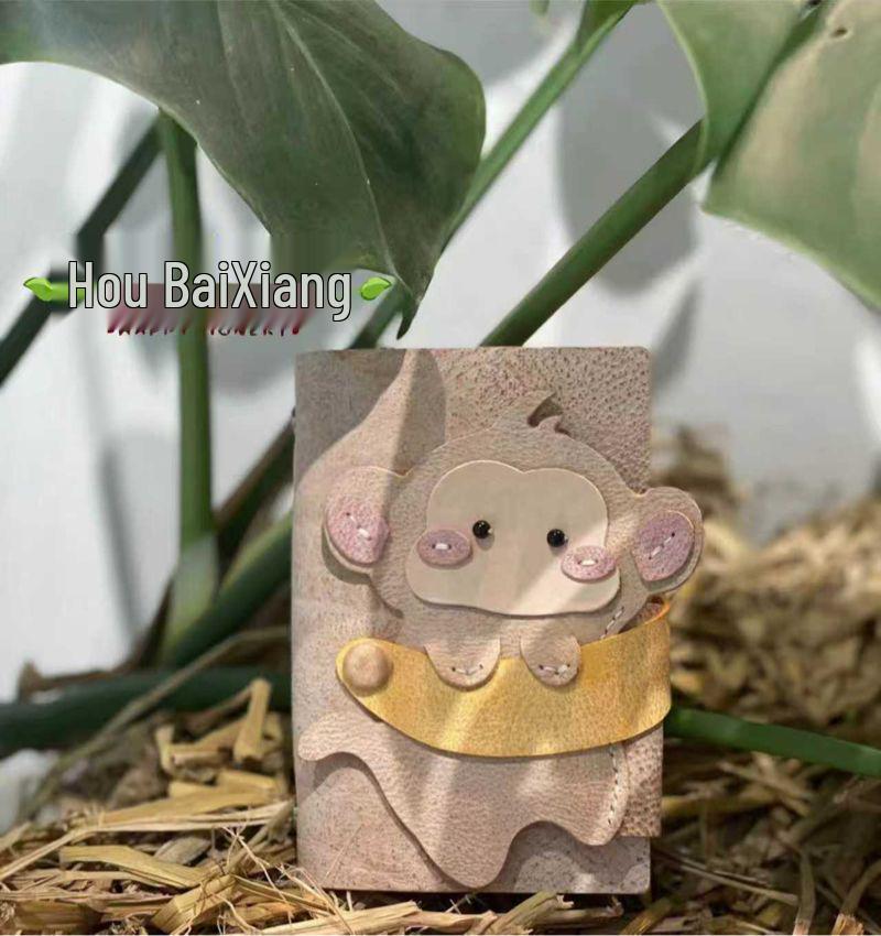 Cute Monkey A7 Planner: Handmade Vegetable-Tanned Leather Diary Notebook