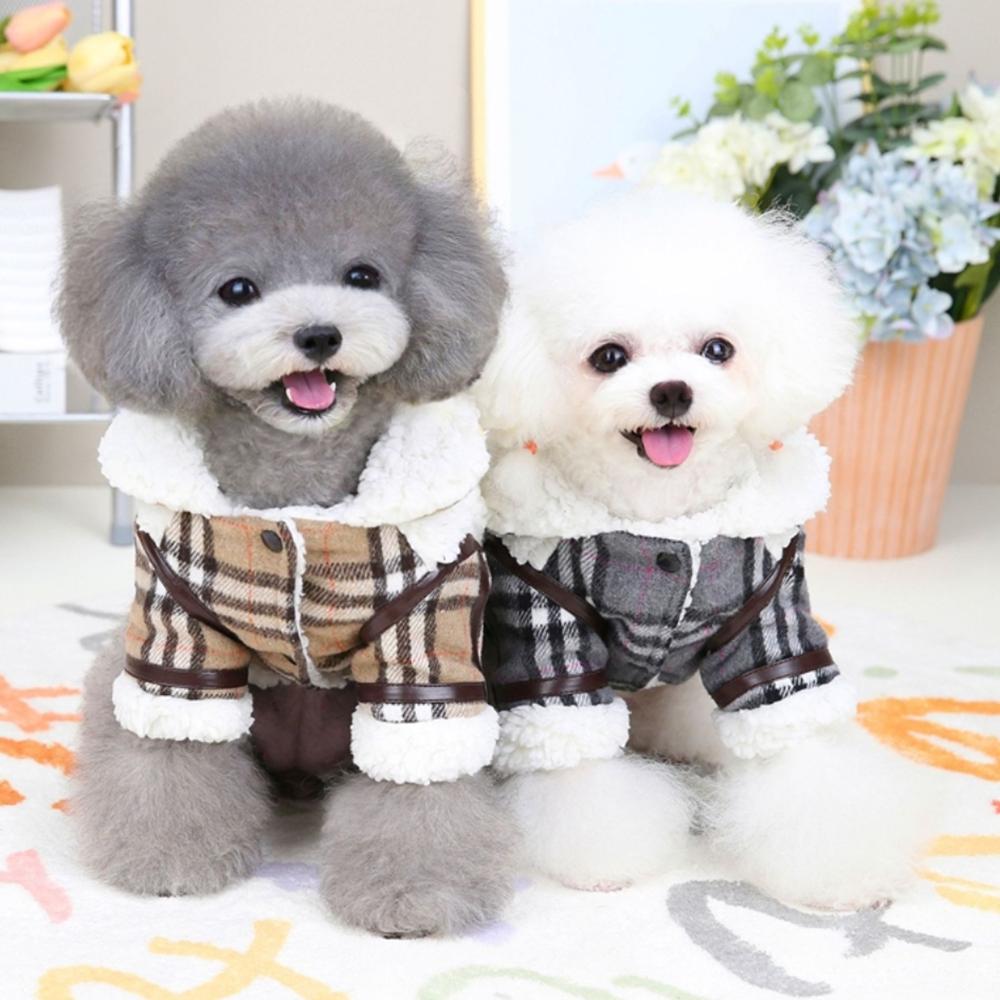 Koreanische Karo-Fleece Hunde-Winterjacke – Warmer Sherpa-Plaid-Mantel (S~XXL)