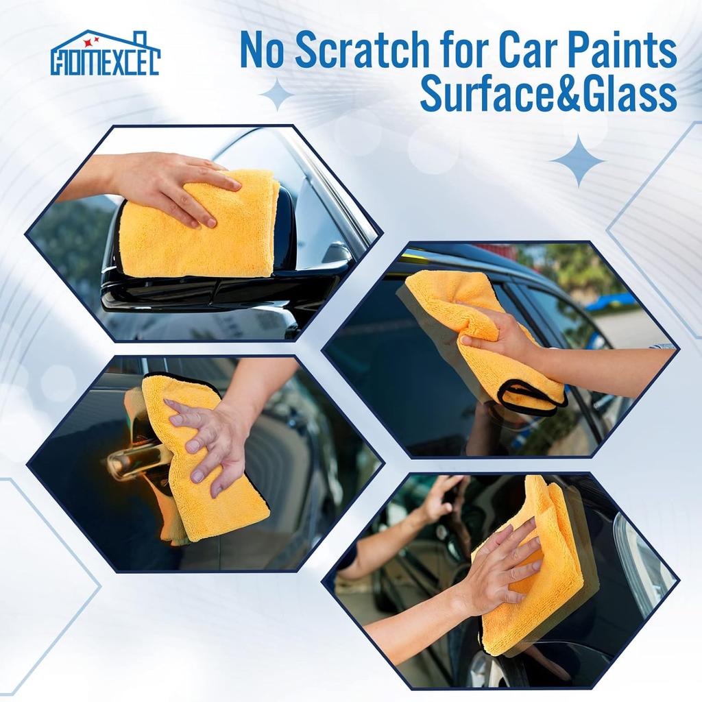 HOMEXCEL Microfiber Towels For Car, Premium Cleaning Cloth Lint Free,Scratch Free, Strong Water Absorption, Car Washing Drying Towel For Household,