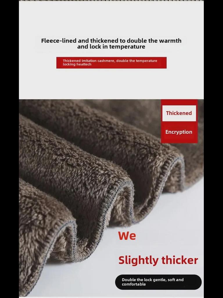 Plus Size Fleece/No-Fleece Extra Thick Lambskin Corduroy Wide-Leg Chenille Pants for Autumn/Winter