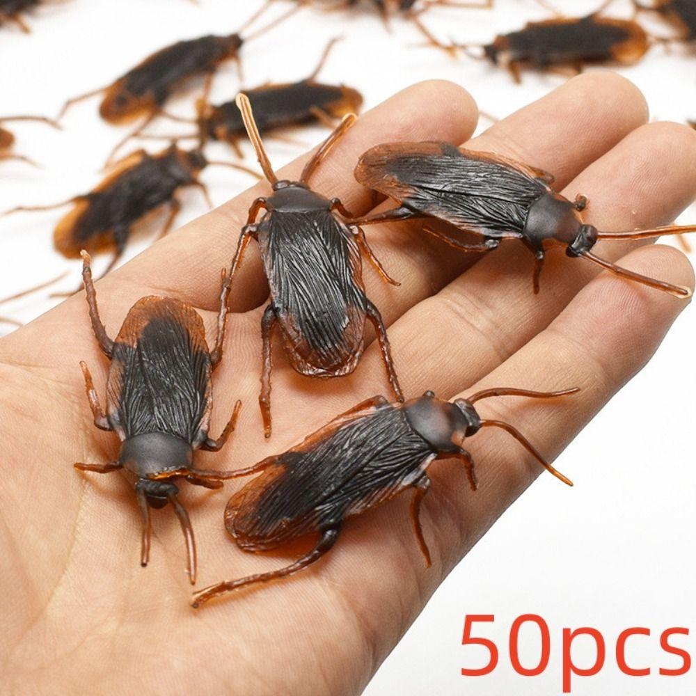 50pcs Trick Simulation Cockroach Toys Lifelike Cockroach Prank Toys April Fool's Day