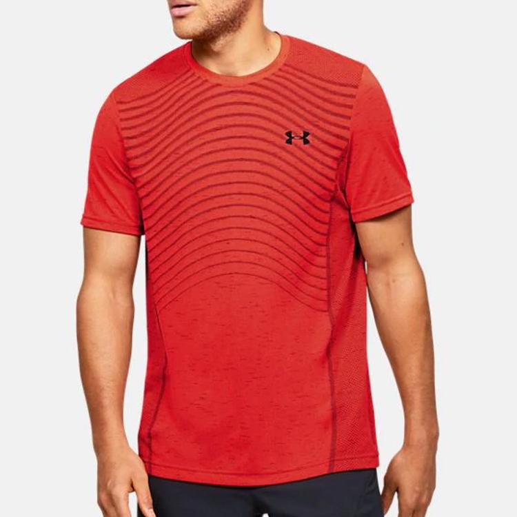 Under Armour Solid Color Slim Fit Crew Neck T-Shirt Men tops Beta-Red 1351450-628