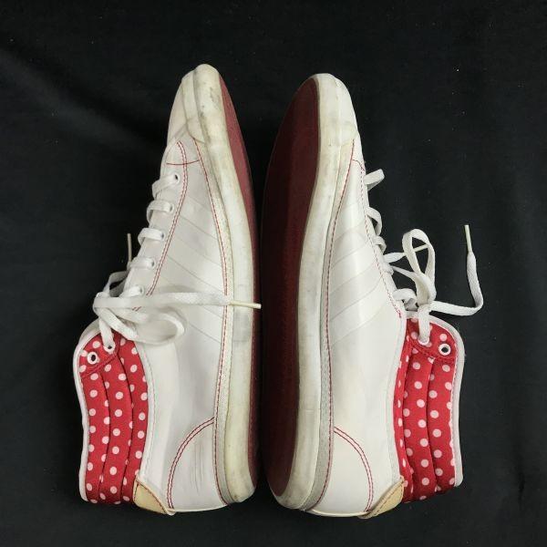 adidas Vibesurround high cut sneakers 25 women white red(USED)