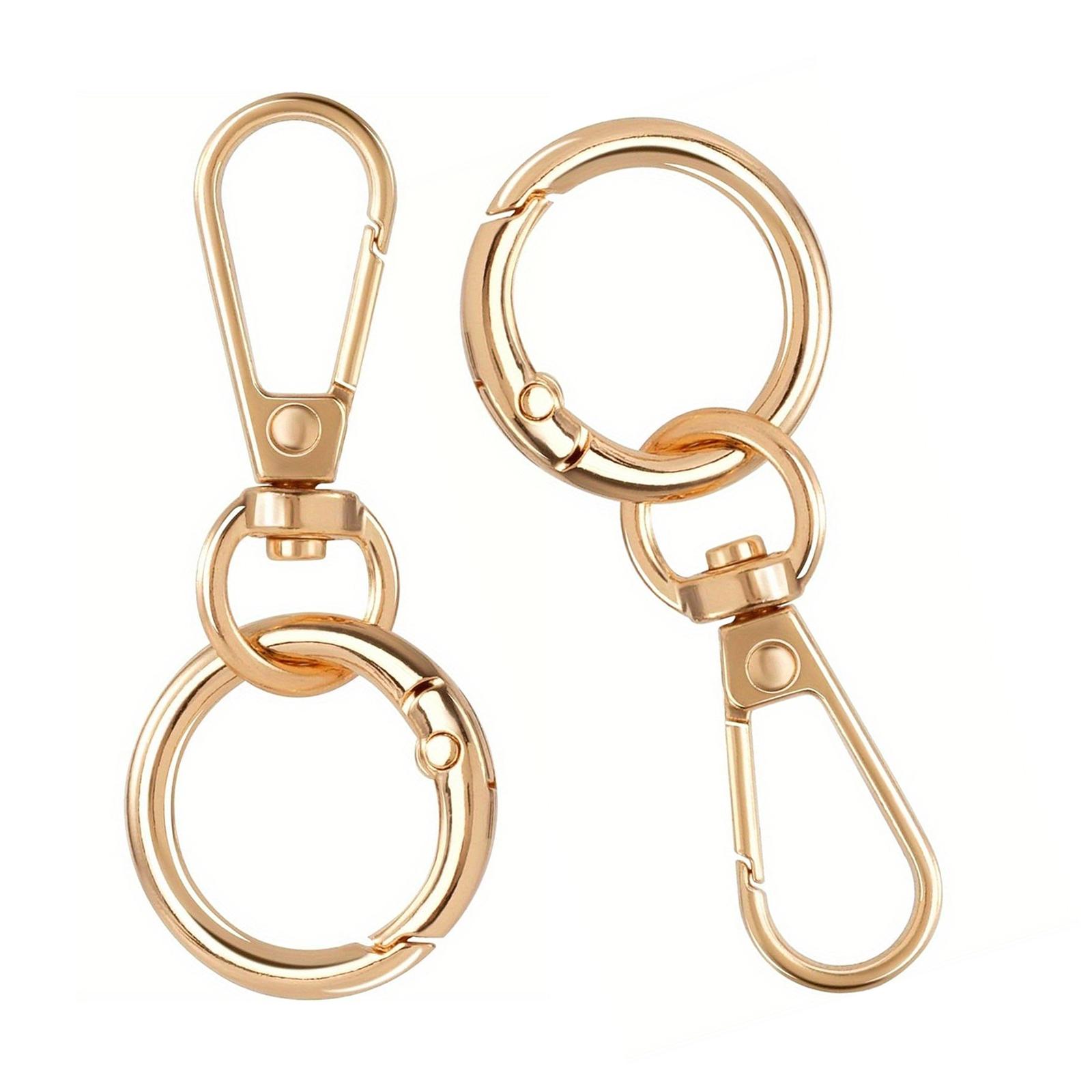 

Металлические поворотные застежки-карабины, клипсы для брелоков с большим кольцом для ключей, карабины и кольца для ключей для наборов для изготовления брелоков золотой