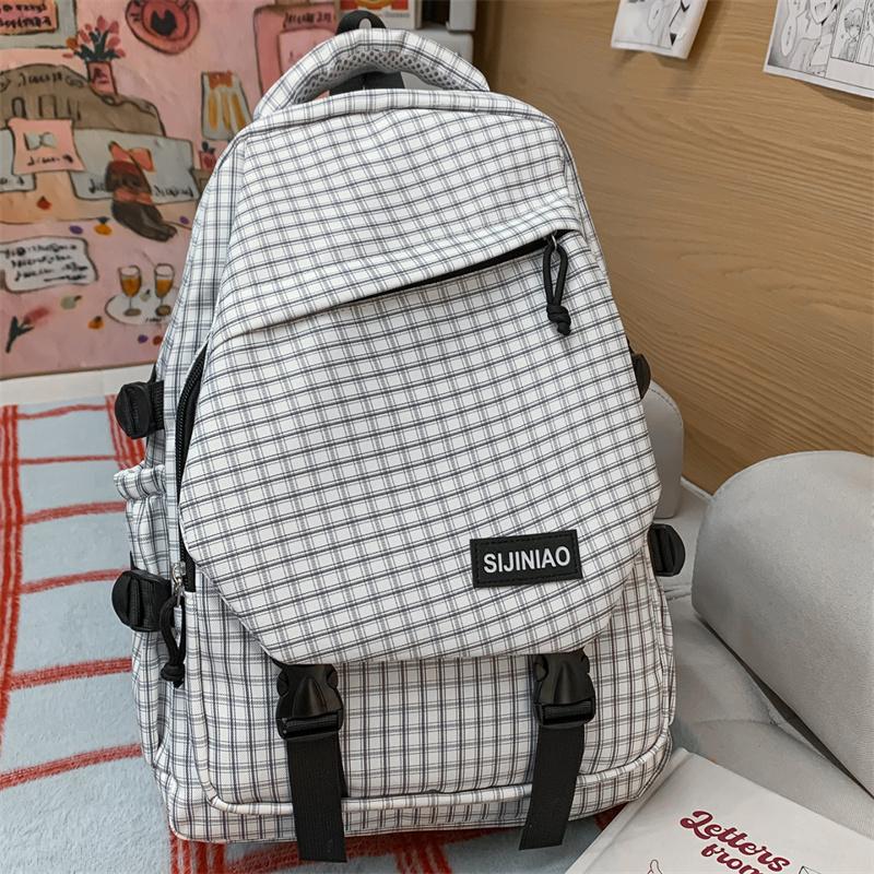 Mochila de Grande Capacidade Mochila Escolar para Campus Mochila Xadrez para o Trabalho