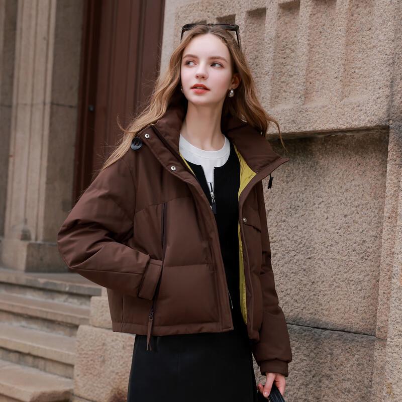 

Sancai 2025 Зимняя короткая куртка с капюшоном, с защитой от 3 факторов, на гусином пуху XL