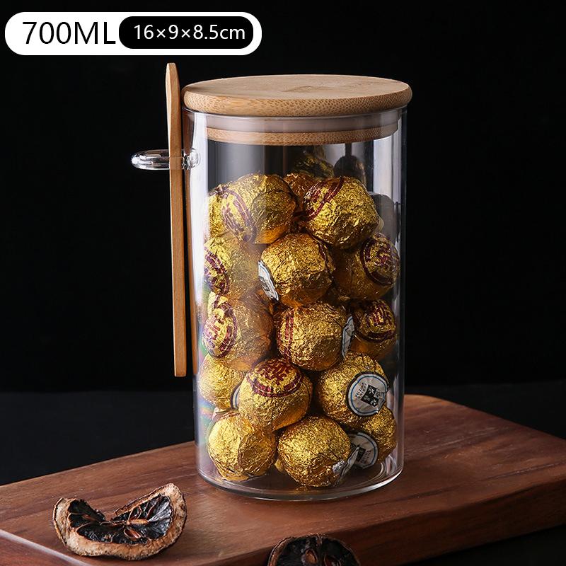 200/550/700ML Airtight Spice Jars with Lids Spoons Transparent Food Storage Containers Kitchen Organizer Pantry Supplies