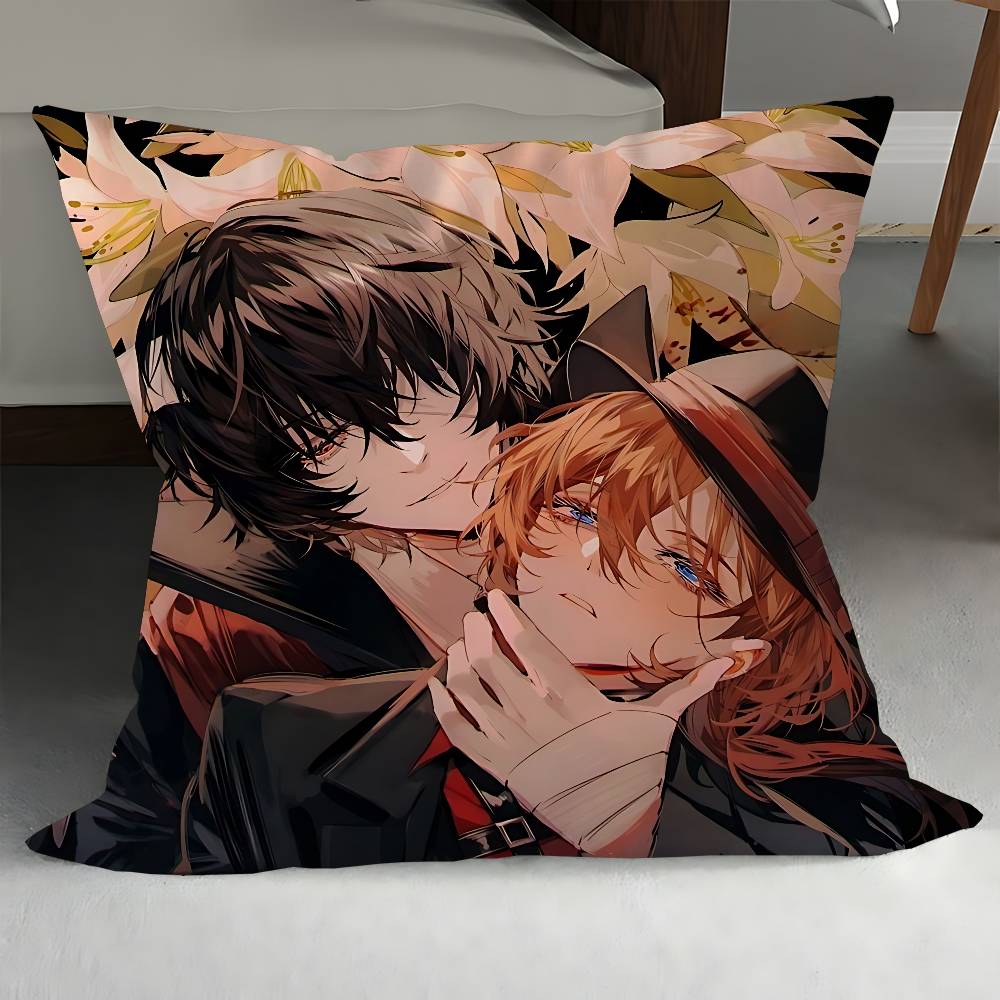 

Bungo Stray Dogs Дазай Чуя Офисная подушка Наволочка Чехол для автомобильной подушки 45X45СМ Поясничная наволочка Наволочка для диванной подушки 12x12Inch