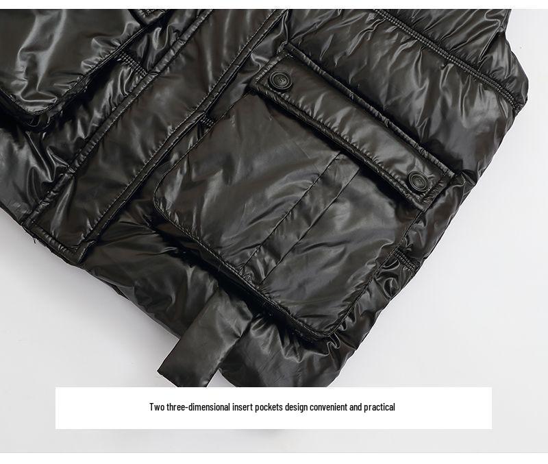 Glänzende waschfreie Daunenbaumwollweste für Damen - Herbst/Winter Stehkragen, ärmellos, modische Oberbekleidung