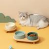 1800ML Ceramic Small Dog Food Water Bowl Elevated Cat Large Capacity Double Feeding Bowls with Wooden Stand Pet Drink Eat Feeder