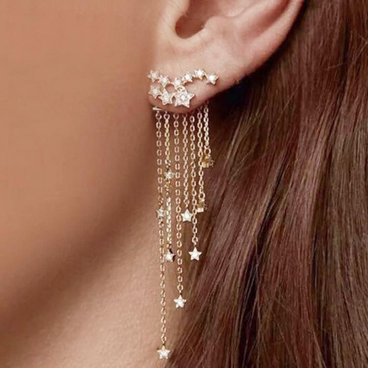 Shining Star Tassel Alloy Earrings - Popular European & American Jewelry for Women