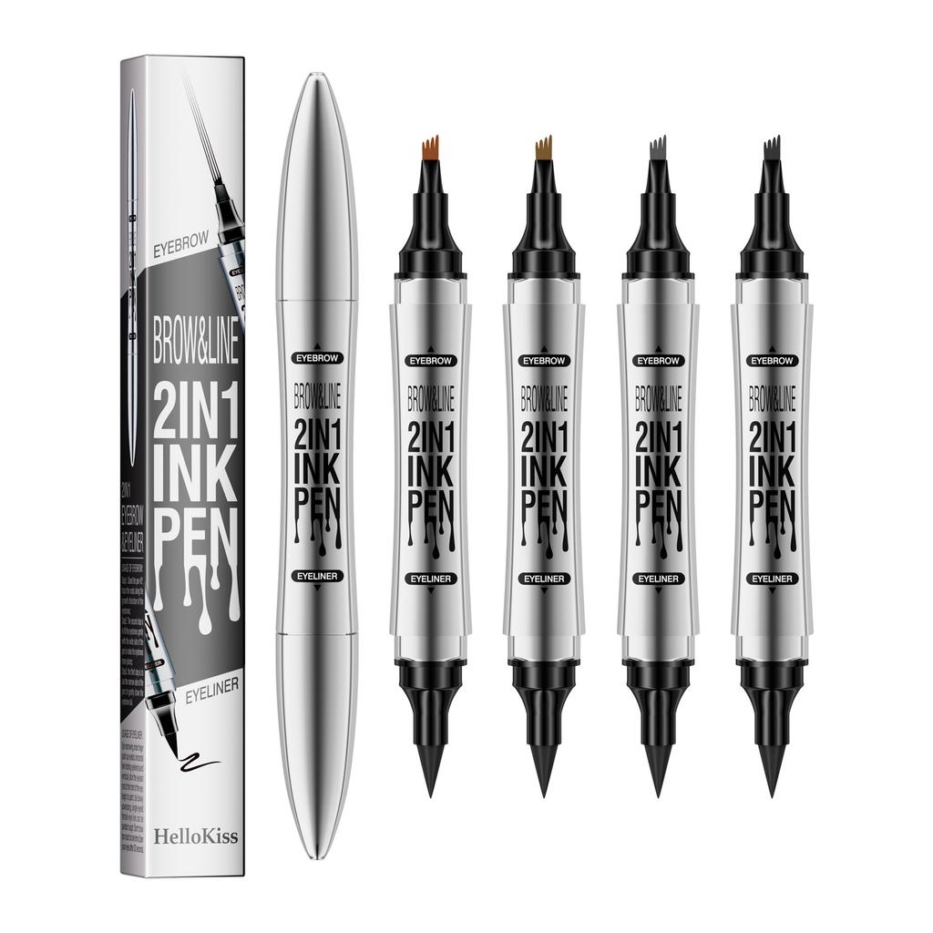 Double Head Four-Pronged Eyebrow Pencil + Eyeliner Quick-Drying Waterproof Eyebrow Pencil