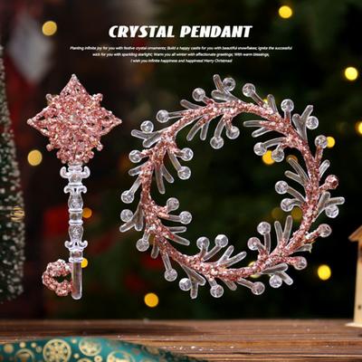 Christmas Clear Acrylic Hanging Ornament Glitter Snowflake Butterfly Reindeer Dancing Girl Tree