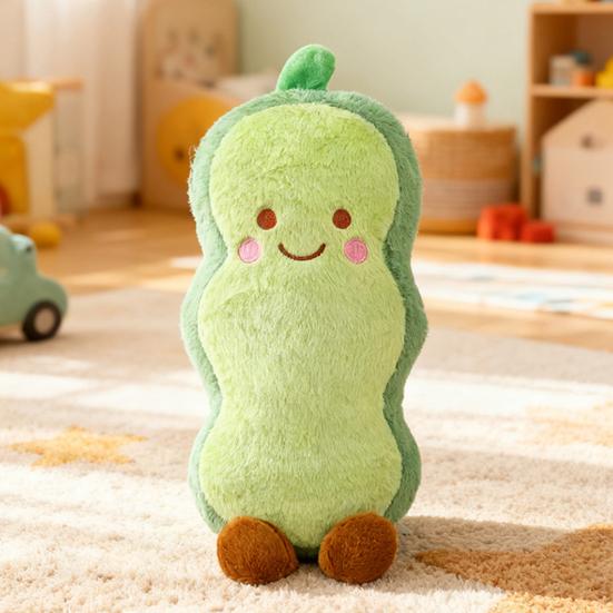 Smiling Pea Body Pillow Soft Plush Cushion for Adults Kids Funny Vegetable Hugging Pillow for Home Relaxation And Sleep