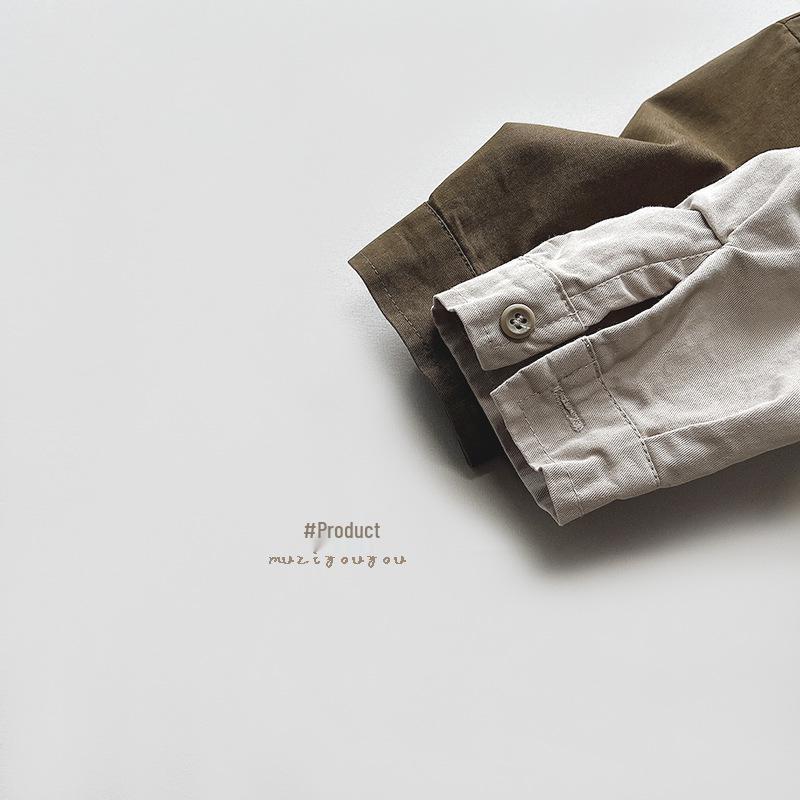 Favor~Kinder Retro Koreanischer Stil Hemdjacke: Trendiges Frühjahr 2025 Oberteil für Jungen & Mädchen