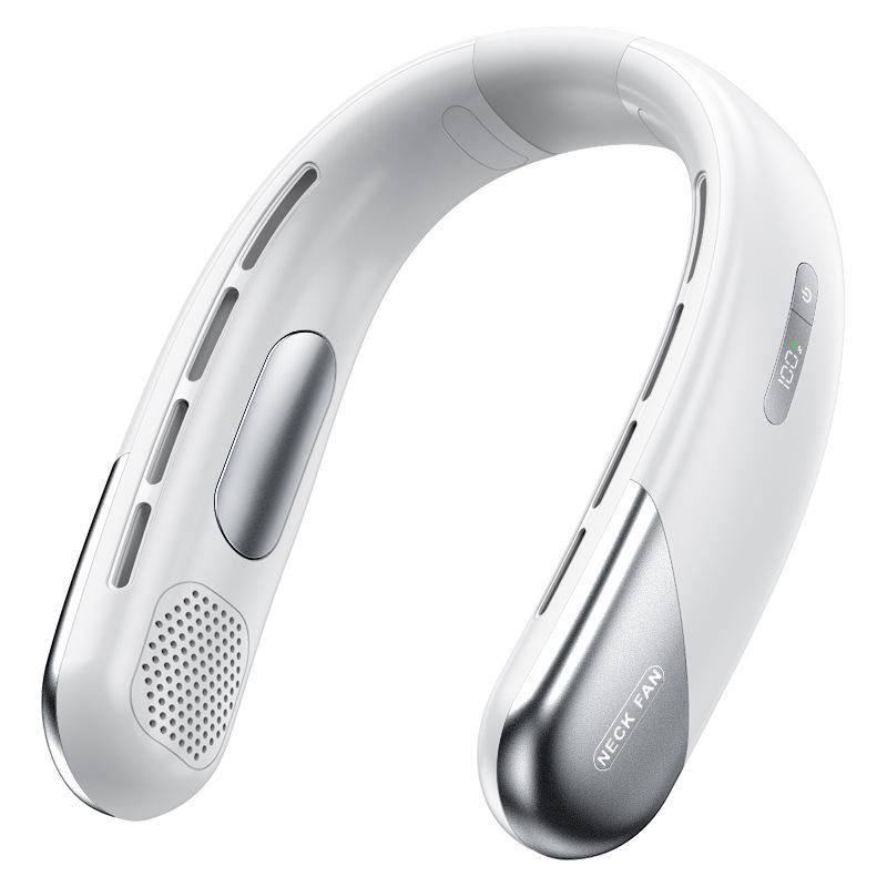 Rechargeable Digital Display Wireless Neck Fan - Portable, Leafless, Sports-Friendly Design