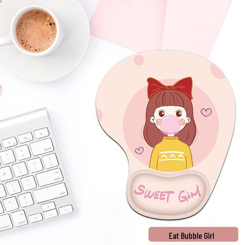 Cartoon Bubble Girl Mouse Pad with Wrist Rest (2-Pack)