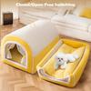 Soft Plush Cotton Washable Cat House Bed Winter Warm Pets Puppy Bed With Door Curtain Indoor Cat Cave Winter Dog Sleeping Bed