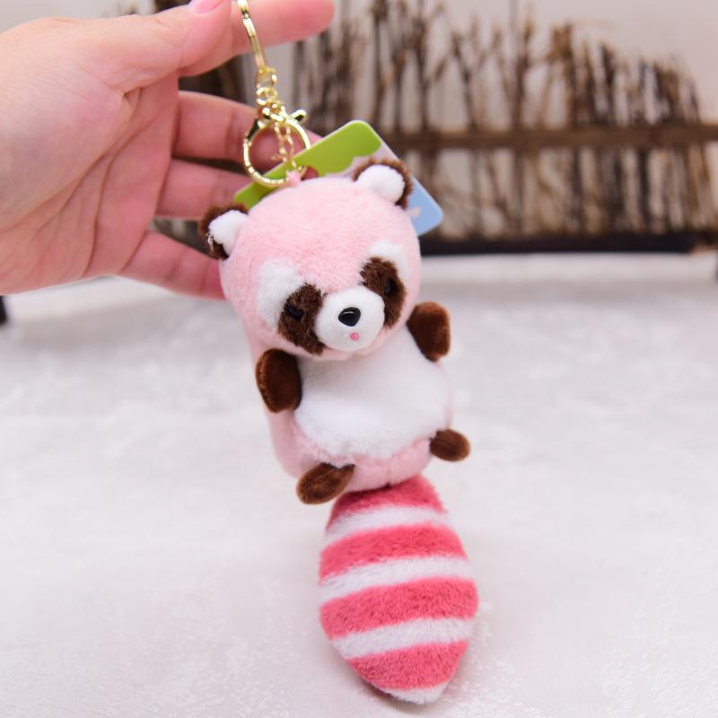 Cartoon Raccoon and Red Panda Plush Keychain - Bag Accessory & Schoolbag Decoration
