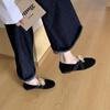 Flat Suede Flower Mary Jane Single Shoes Women's Shoes 2025 Spring and Autumn French Red Ballet Shoes Evening Shoes