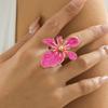 Vibrant Enamel Flower Ring Gold Tone Detailing Vintage Bold Stylish Design for Women Retro Party Wear Jewelry Gift