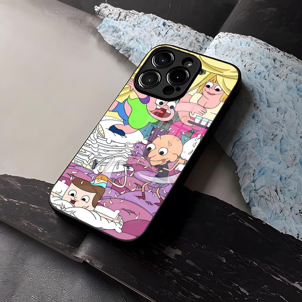 

C-Clarences Cartoon Cute Phone Case Tempered Glass For IPhone 16 13 14 12 15 11 Pro Max Plus Mini X XR SE2020 Coque iPhone 12 Pro Max
