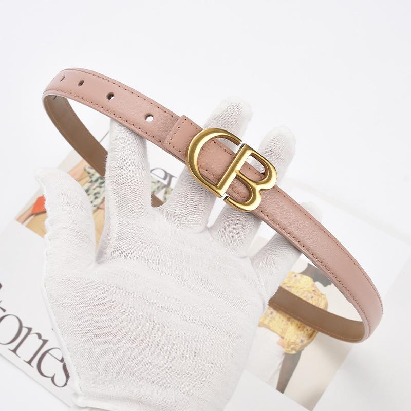 

New Two-layer Cowhide Retro Belt 2.0cm Letter Buckle Thin Belt Simple and Fashionable Women s Trousers Belt 105cm