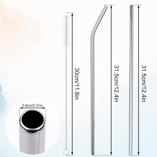 6pcs Stainless Steel Tumbler Straws Replacement for 40oz Cup, Reble Metal Water Bottle Straws with Cleaning Brush Compatible with Owala Part
