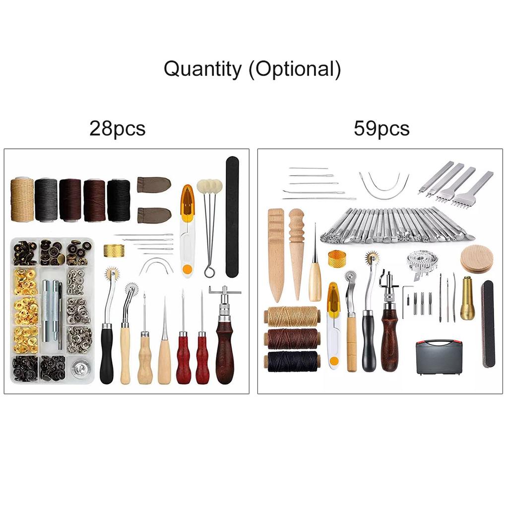 28PCS Craft Leather Tools Set DIY Leather Hand Working Tool Kit for Sewing Stiching Carving Printing Cutting