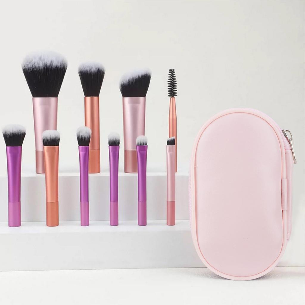 Portable Travel 10 Makeup Brush Set Mini Novice Student Beauty Tool Soft Hair Loose Powder Eyeshadow Brush
