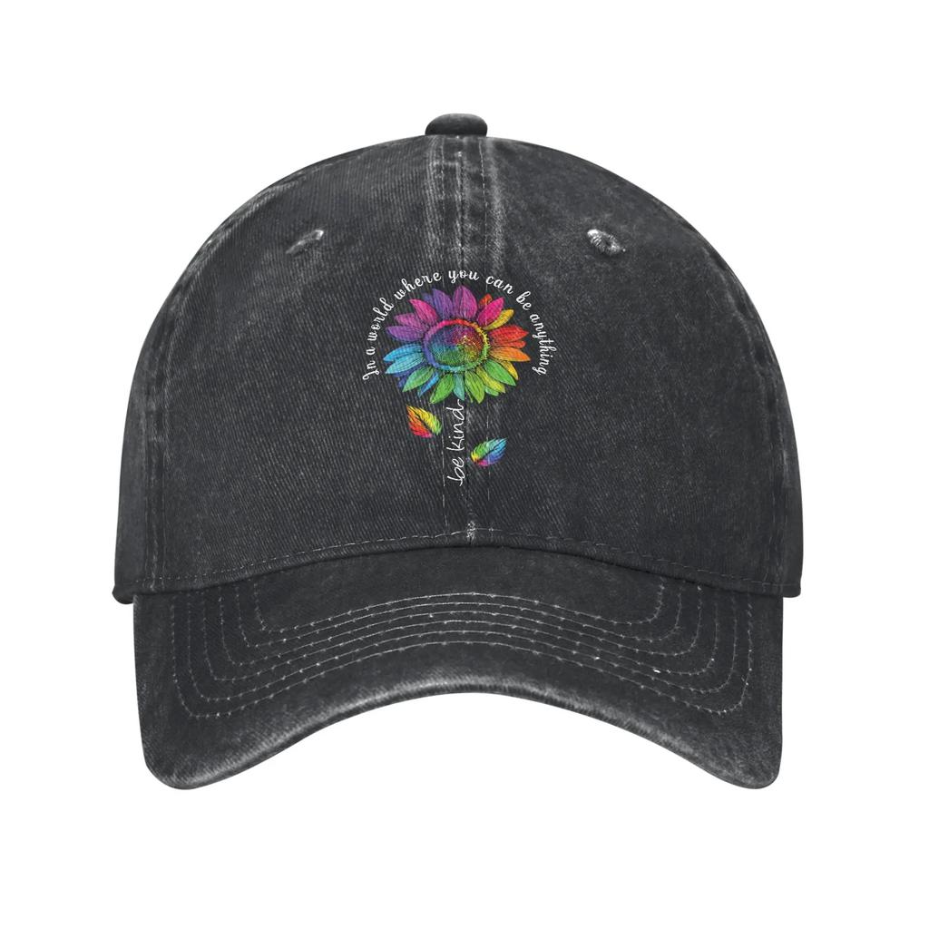 LGBTQ Rainbow Baseball Cap Vintage Distressed Denim Gay Pride LGBT Awareness Ally Snapback Cap Unisex Outdoor All Seasons Caps