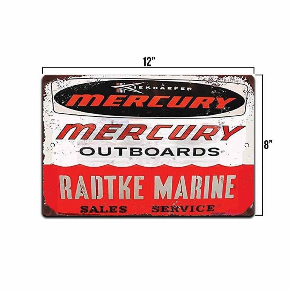 Tin Sign New Aluminum Sign Mercury Outboard Motors Marine Sales Vintage Sign