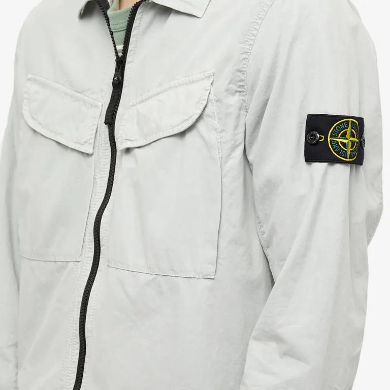 STONE ISLAND FW22 Solid Color Double Pocket Washed Shirt Jacket Men Jacket Pearl-Gray 7715101WN-V0161