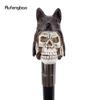 White Resin Wolf Hat Skull Head Walking Cane Fashion Decorative Steel Stick Gentleman Elegant Cosplay Cane Knob Crosier 93cm