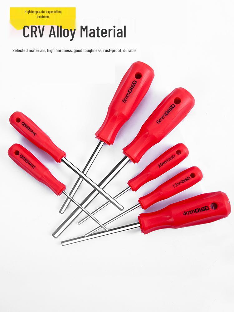 Straight Handle Hex Screwdriver Set: H1.5 To 6mm Flat Head